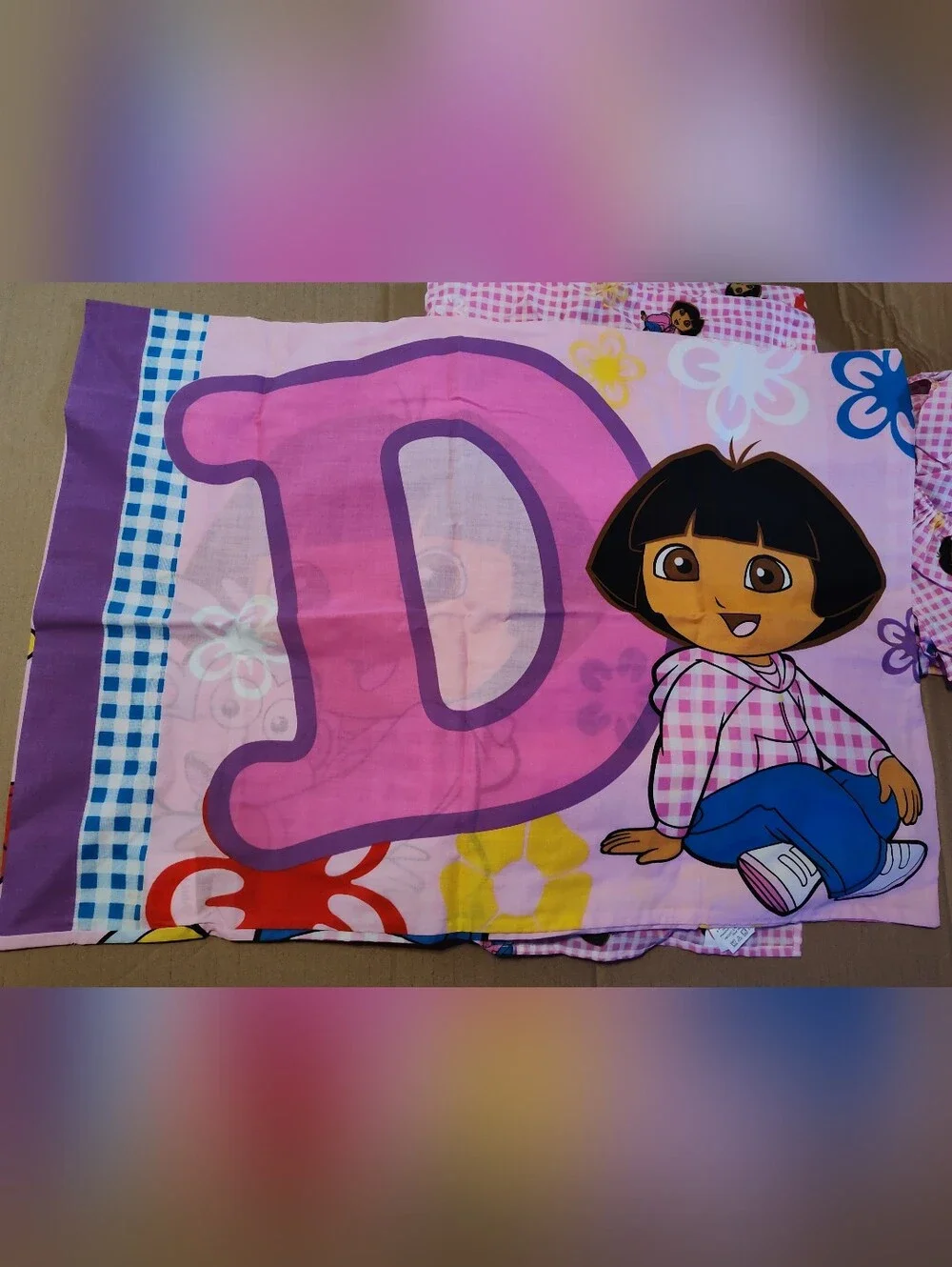 2009 Dora the explorer 3 Piece Sheet Set Twin Flat Fitted Pillowcase Nick Jr.